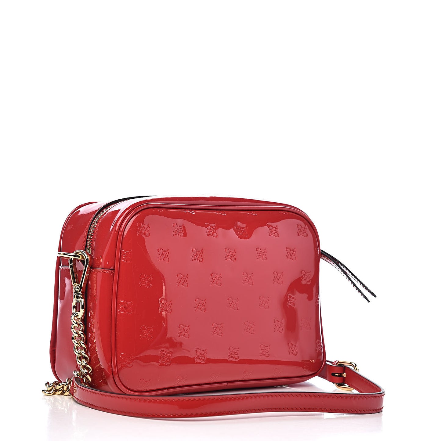 Vitello Vernice Mou Karligraphy Embossed Camera Case Rosso Cardinale