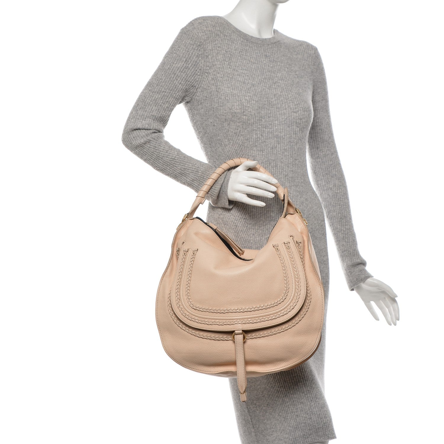 Chloe Calfskin Braided Large Marcie Hobo Pale Pink 2 of 8