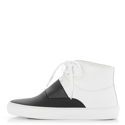 Chanel Calfskin Lace Up Sneakers 35.5 White Black 1 of 8
