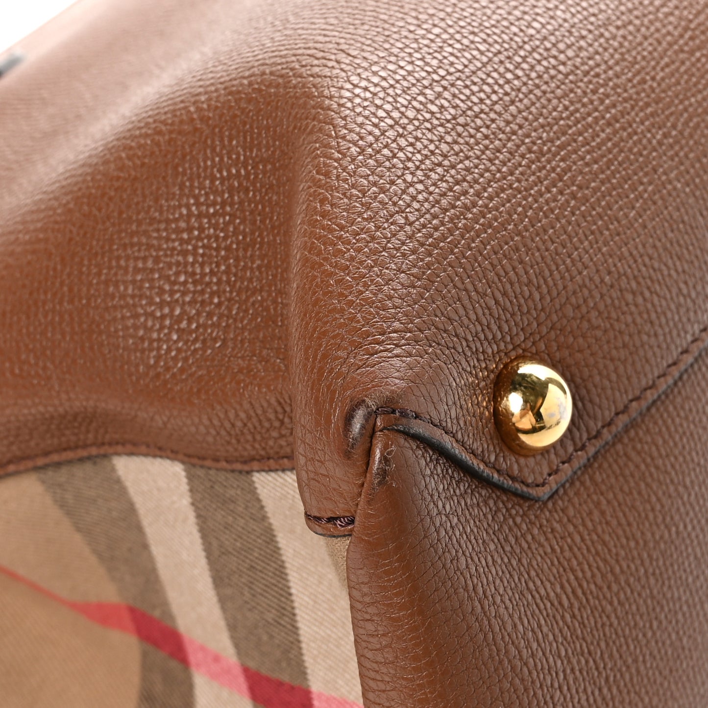 Grainy Calfskin House Check Medium Banner Tote Dark Sand