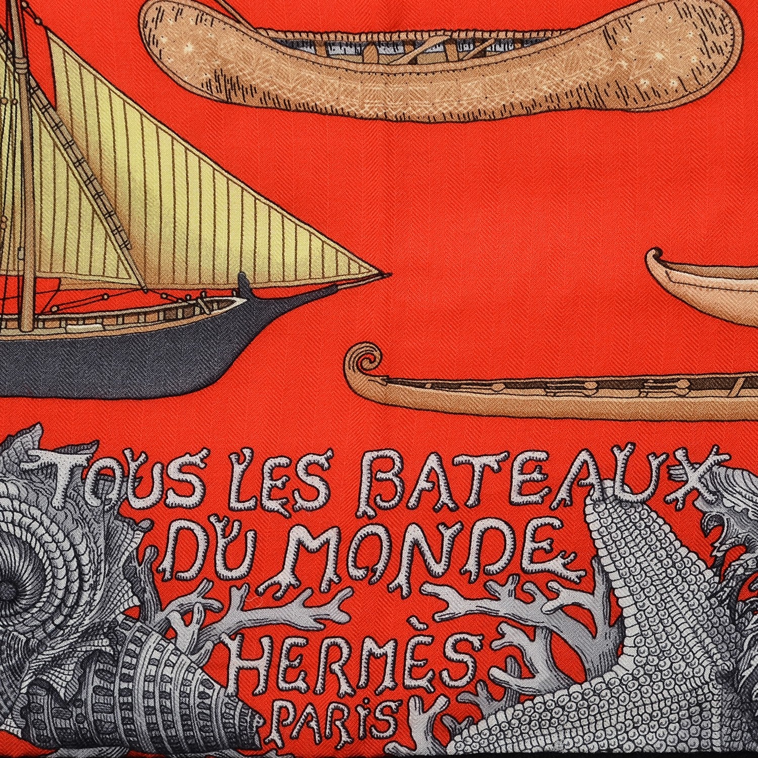 Hermes Cashmere Silk Tous Les Bateaux du Monde Shawl 140 2 of 9