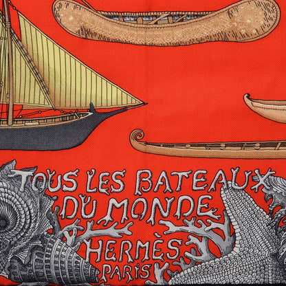 Hermes Cashmere Silk Tous Les Bateaux du Monde Shawl 140 2 of 9