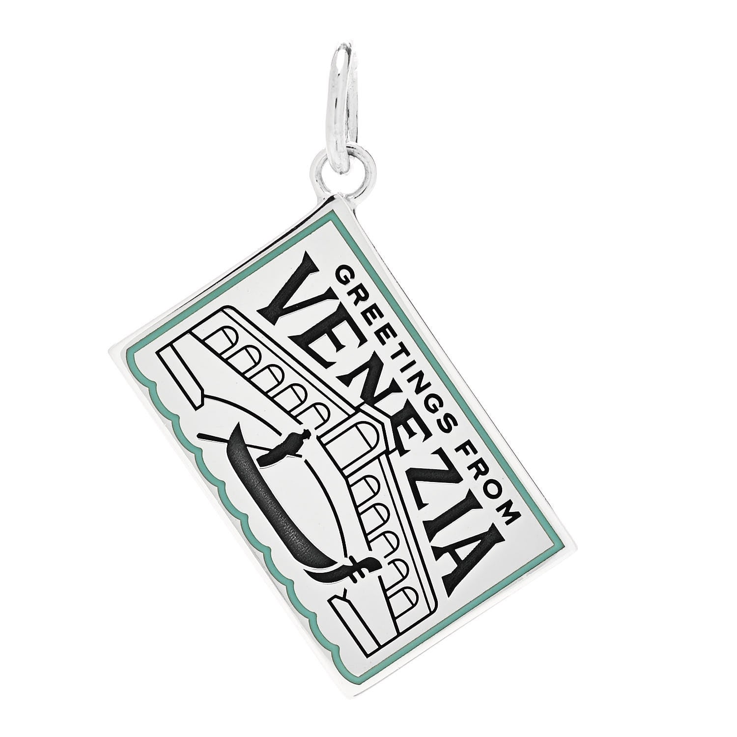 Tiffany Sterling Silver Enamel Venezia Postcard Charm Blue 1 of 4