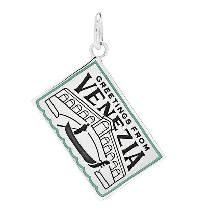 Tiffany Sterling Silver Enamel Venezia Postcard Charm Blue 1 of 4