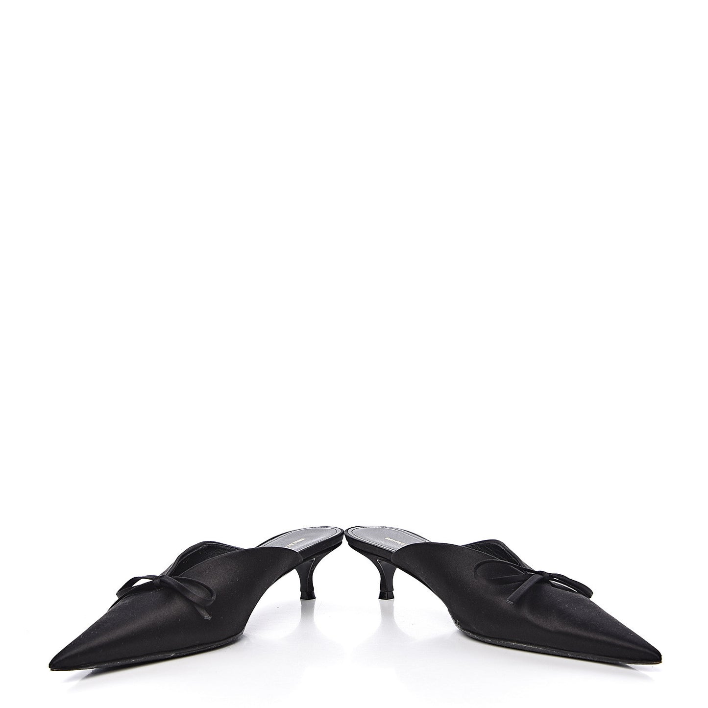 Satin Pointed Toe Knife 40mm Mules 37 Black