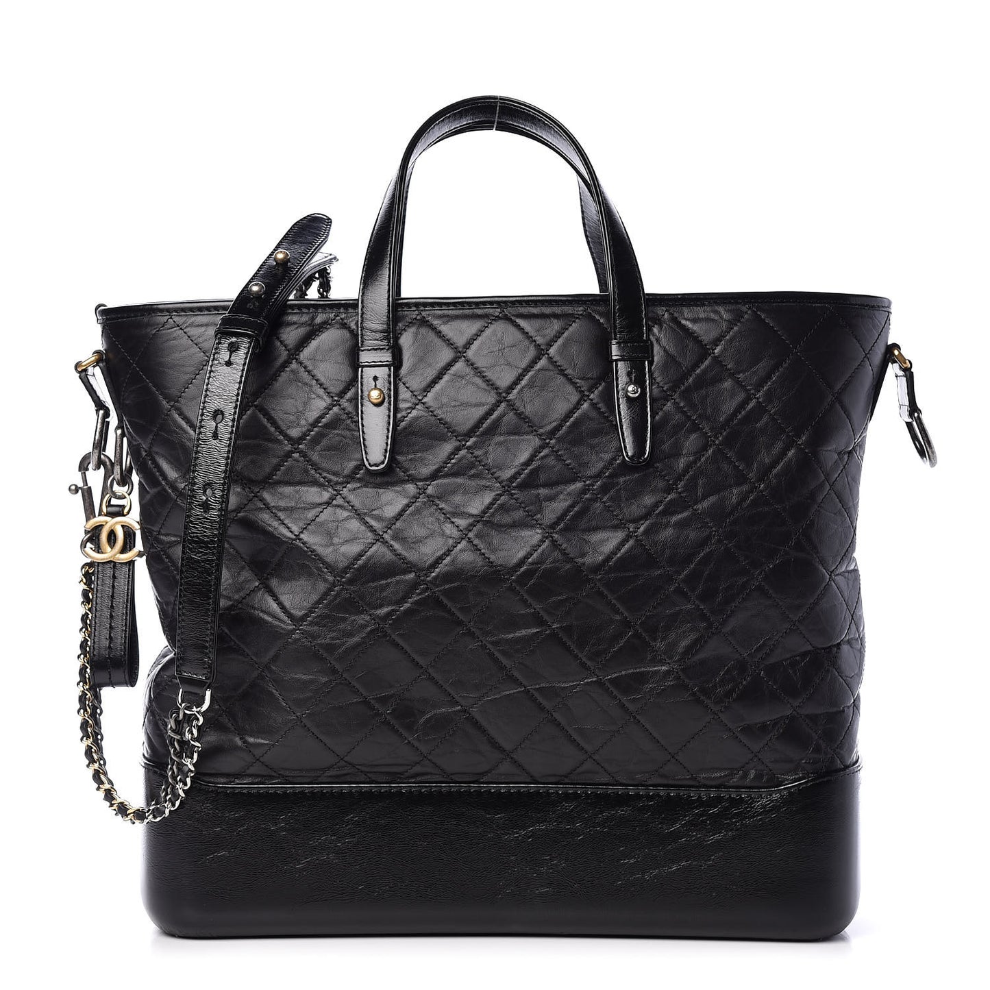 Calfskin Quilted Large Gabrielle Shopping Tote Black