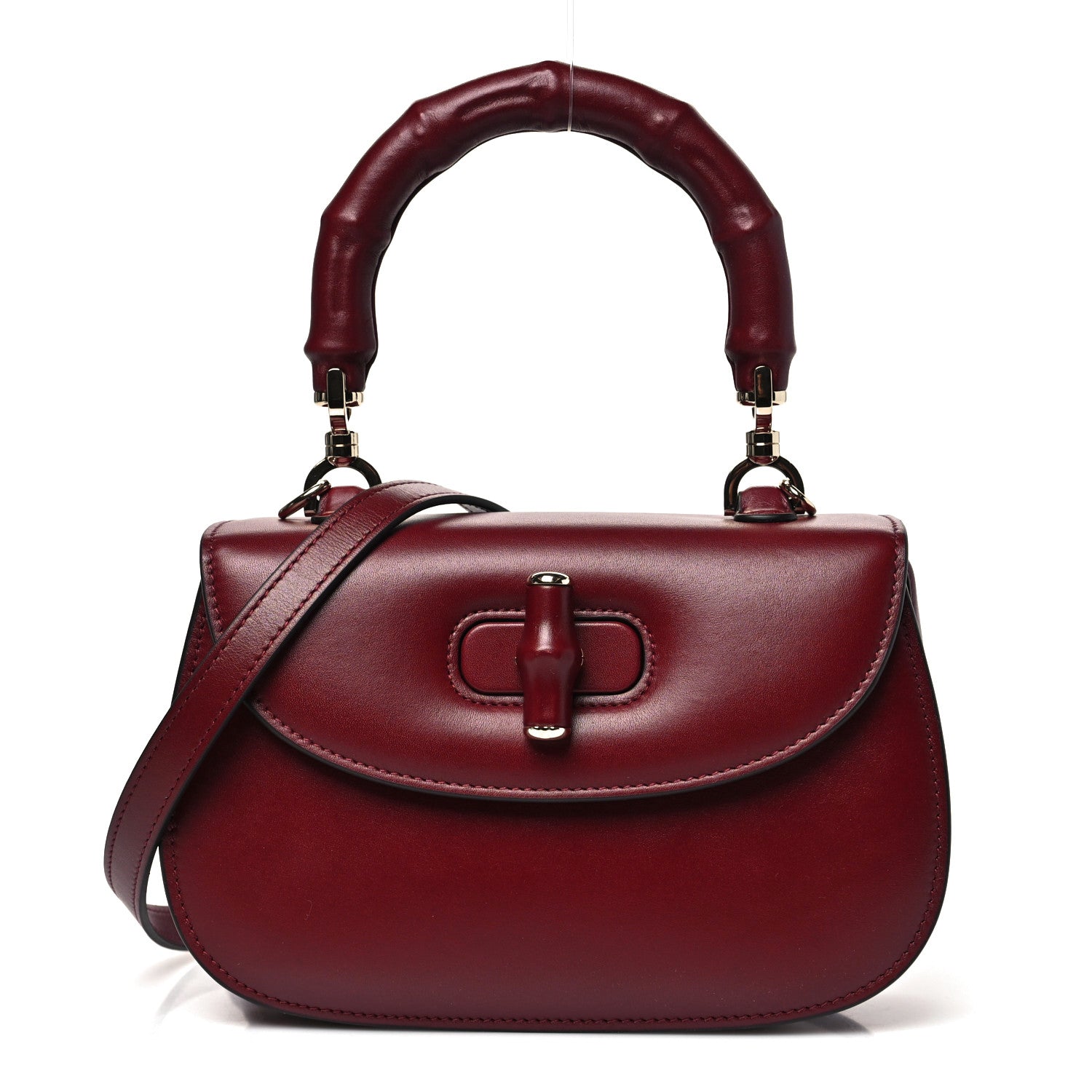 Gucci Boarded Dyana Lux Calfskin Web Monochrome Small Bamboo 1947 Top Handle Bag Rosso Ancora 1 of 12