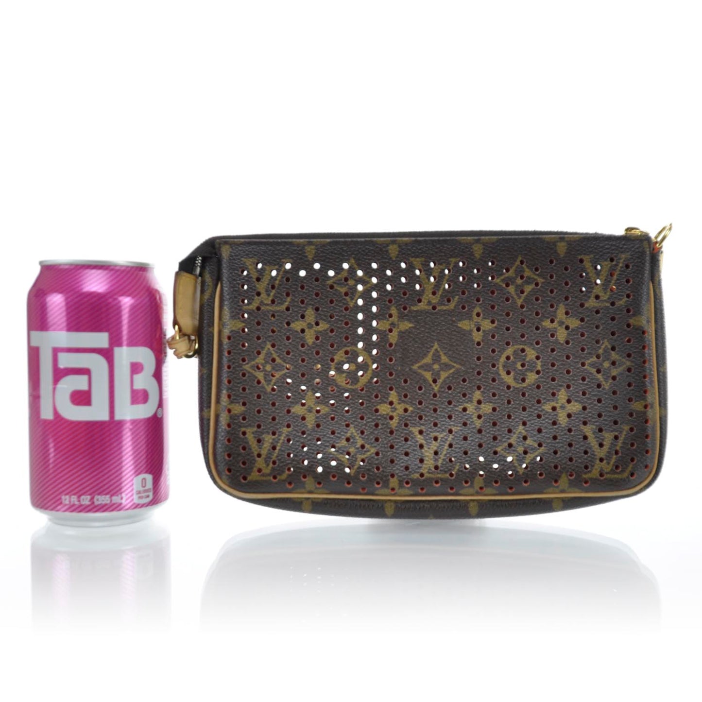 Monogram Perforated Pochette Accessories Bag Orange