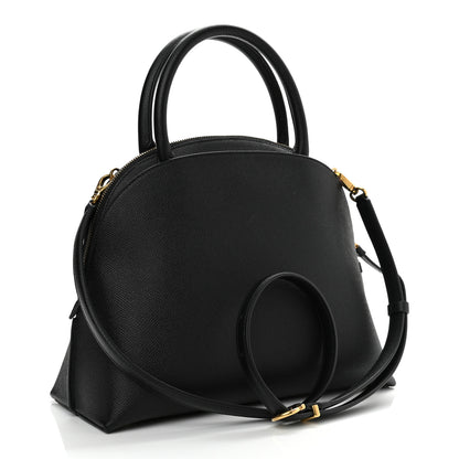 Salvatore Ferragamo Hammered Calfskin Medium Gancini Top Handle Bag Black 3 of 10