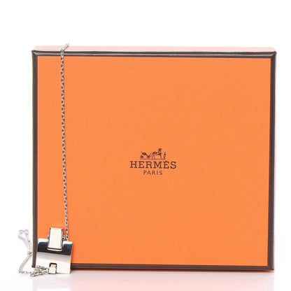 Hermes Lacquered Palladium Eileen Pendant Necklace Blanc White 7 of 7
