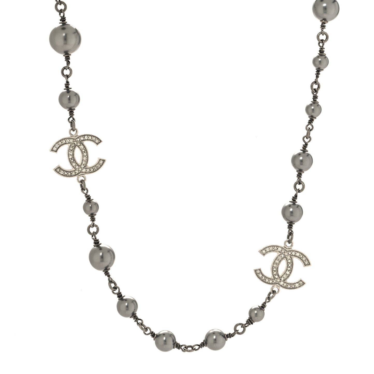 Ruthenium Pearl Crystal CC Choker Necklace Black