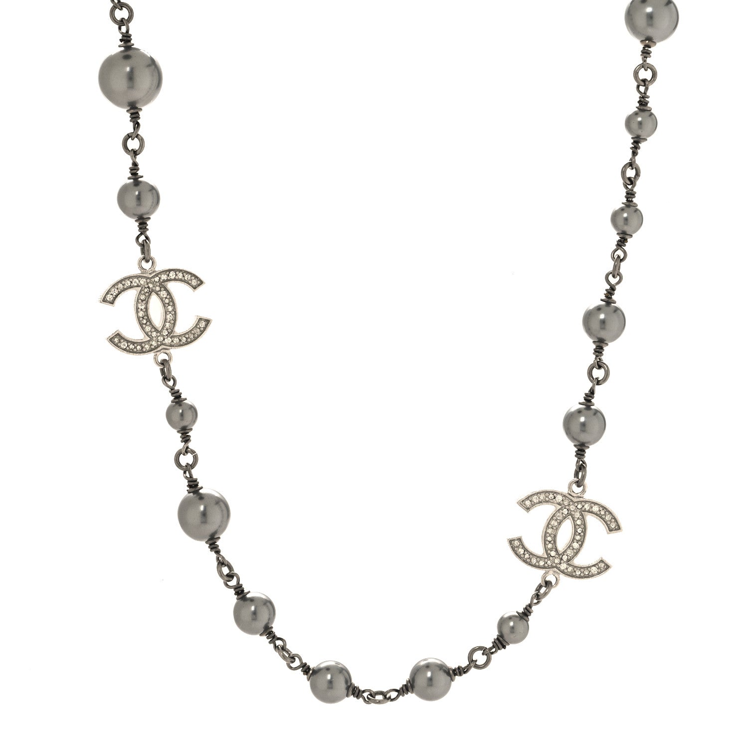 Chanel Ruthenium Pearl Crystal CC Choker Necklace Black 1 of 4