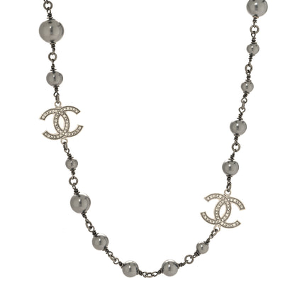 Chanel Ruthenium Pearl Crystal CC Choker Necklace Black 1 of 4