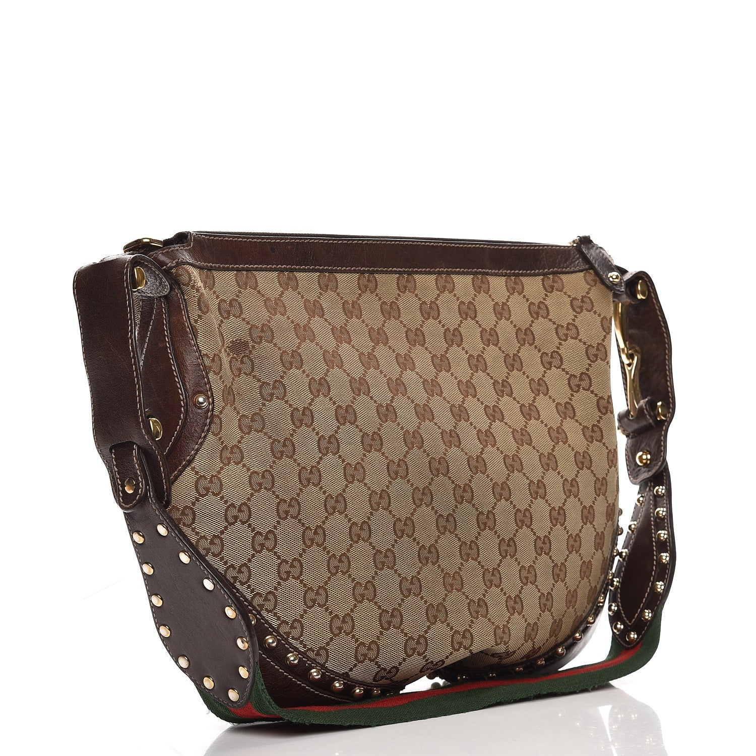 Gucci Monogram Pelham Studded Shoulder Bag Brown 3 of 12