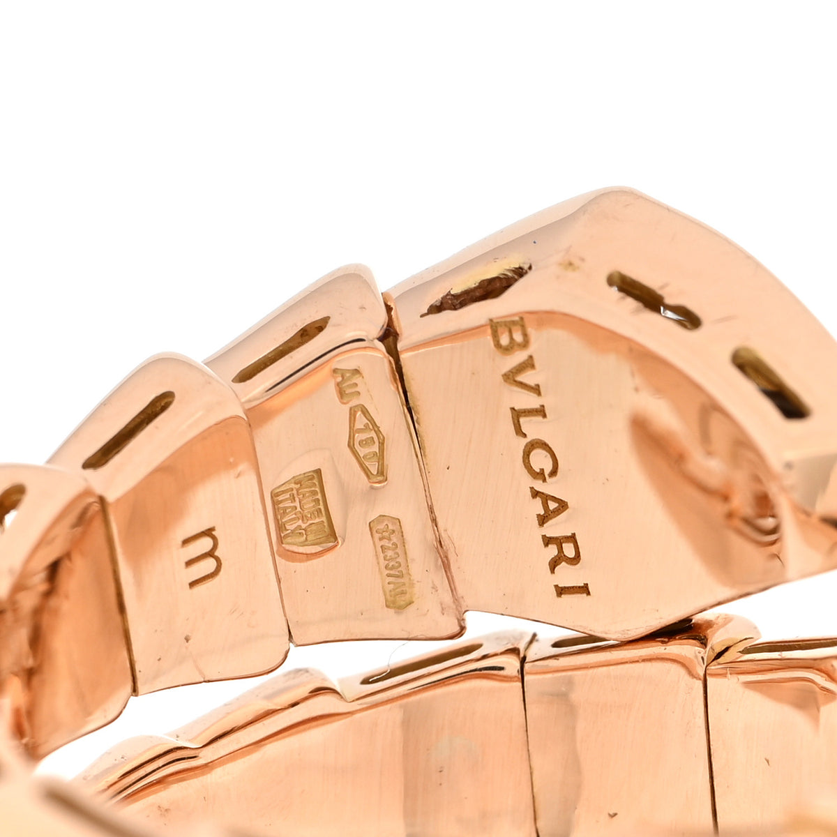 18K Rose Gold Diamond Serpenti Viper Ring M 53 6.5