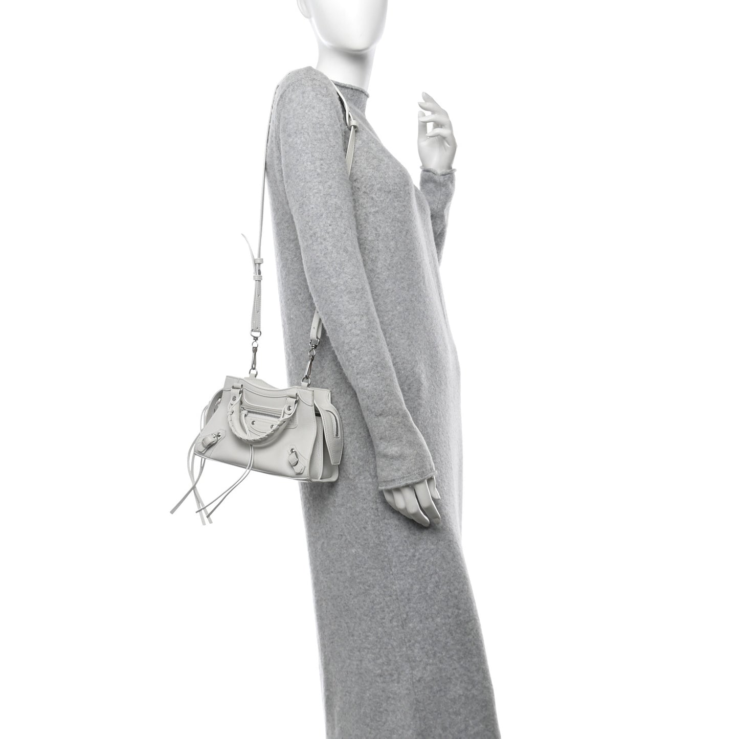 Grained Calfskin Neo Classic Silver Hardware Mini City White