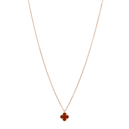 Van Cleef & Arpels 18K Rose Gold Carnelian Sweet Alhambra Pendant Necklace 1 of 5