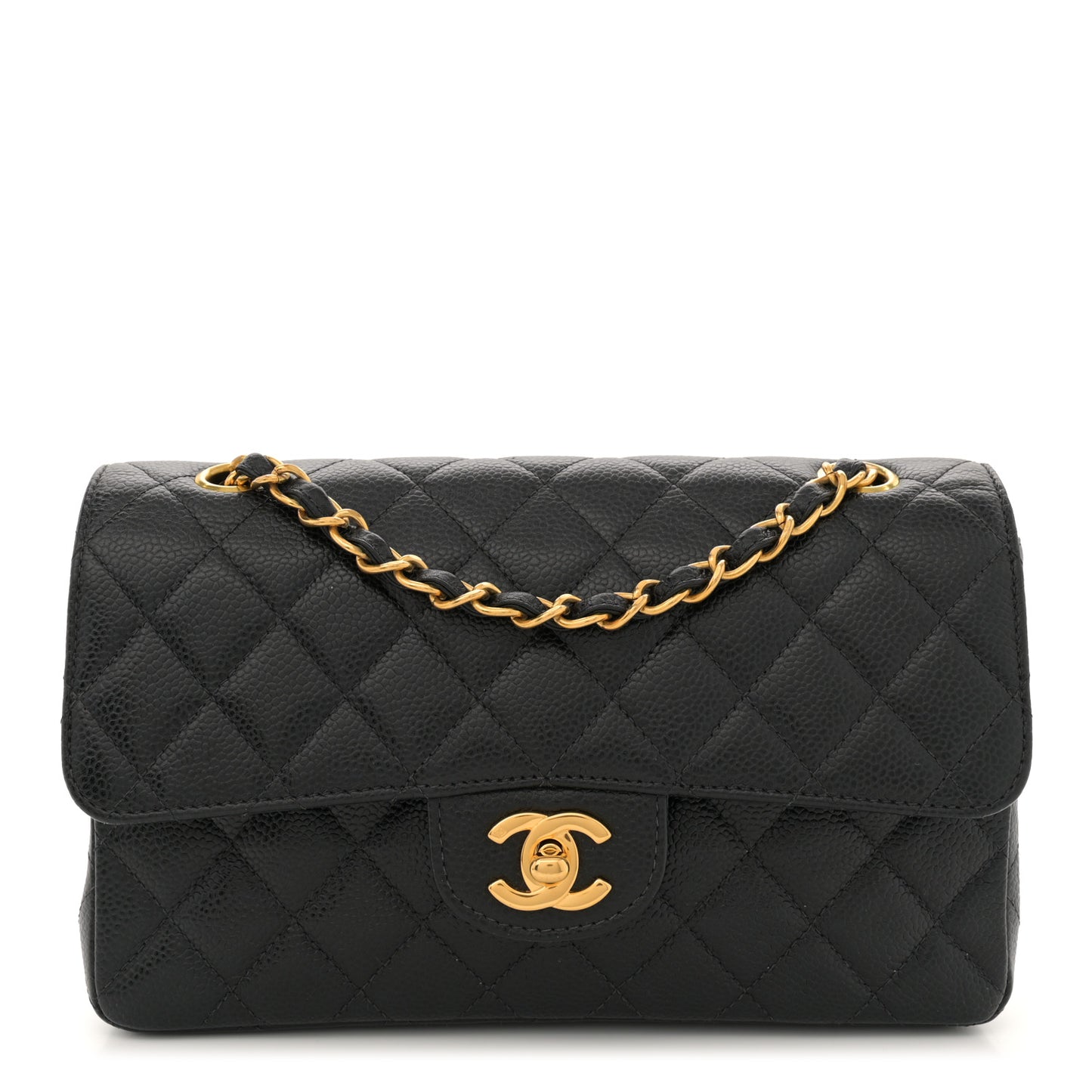 Caviar Quilted Small Double Flap Black