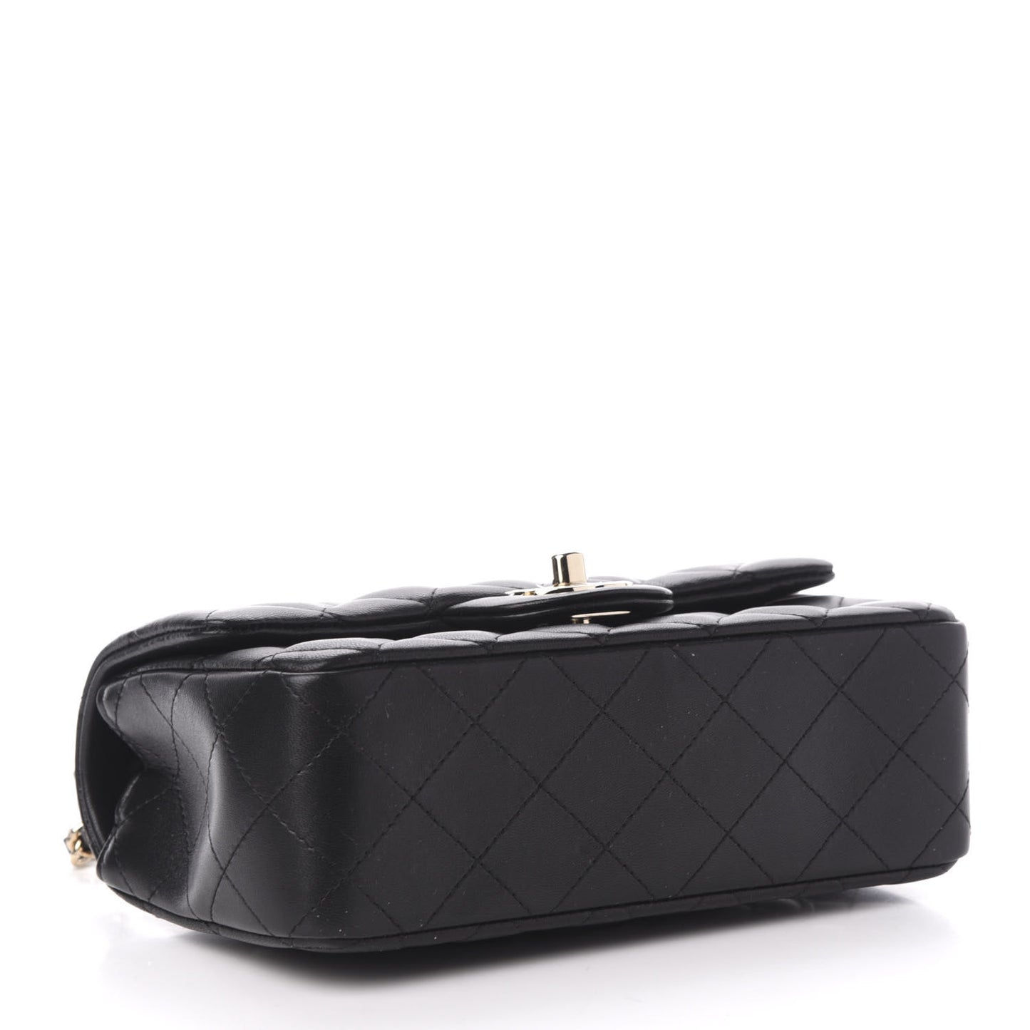 Lambskin Quilted Mini Rectangular Flap Black