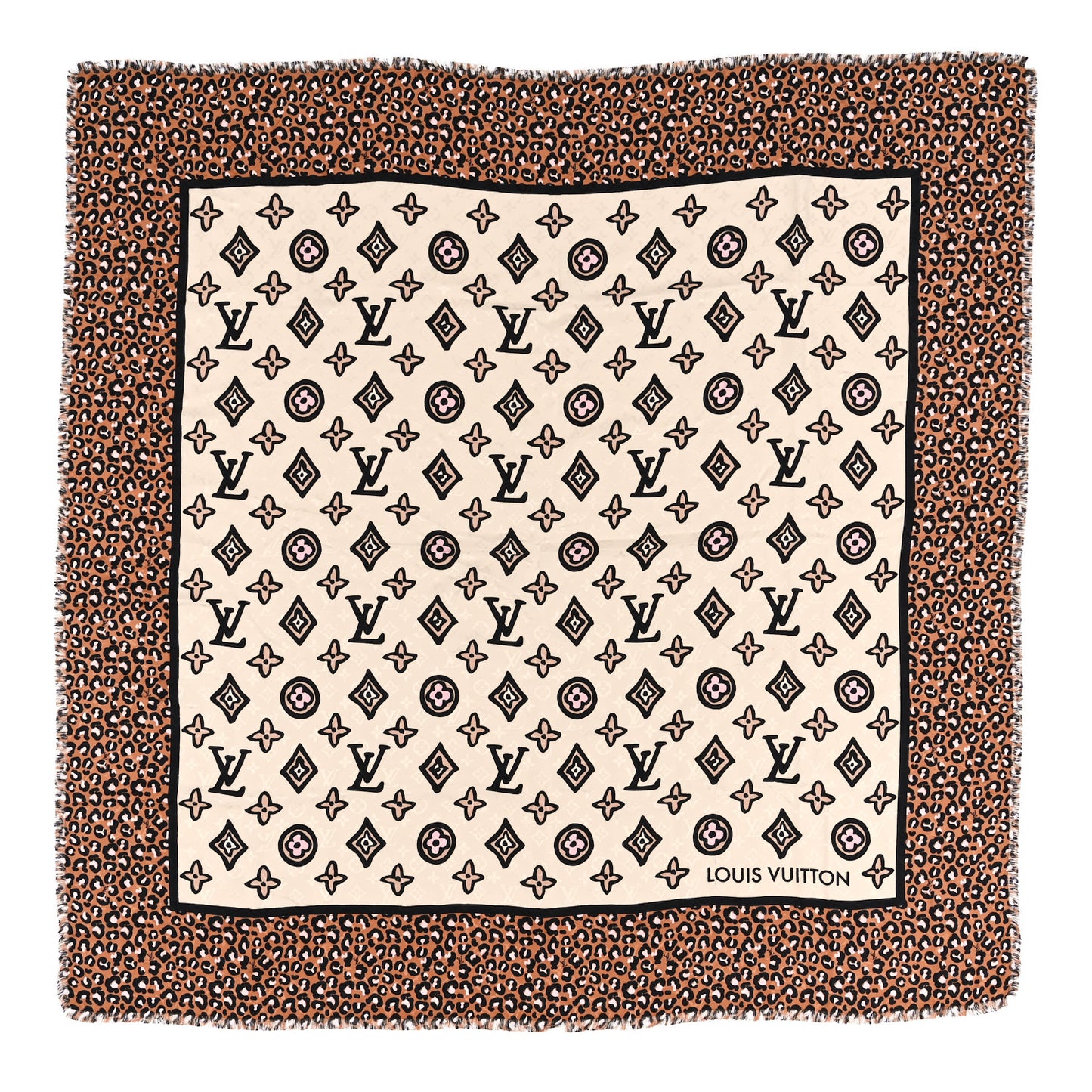 Silk Wool Wild At Heart Shawl Caramel Creme Black
