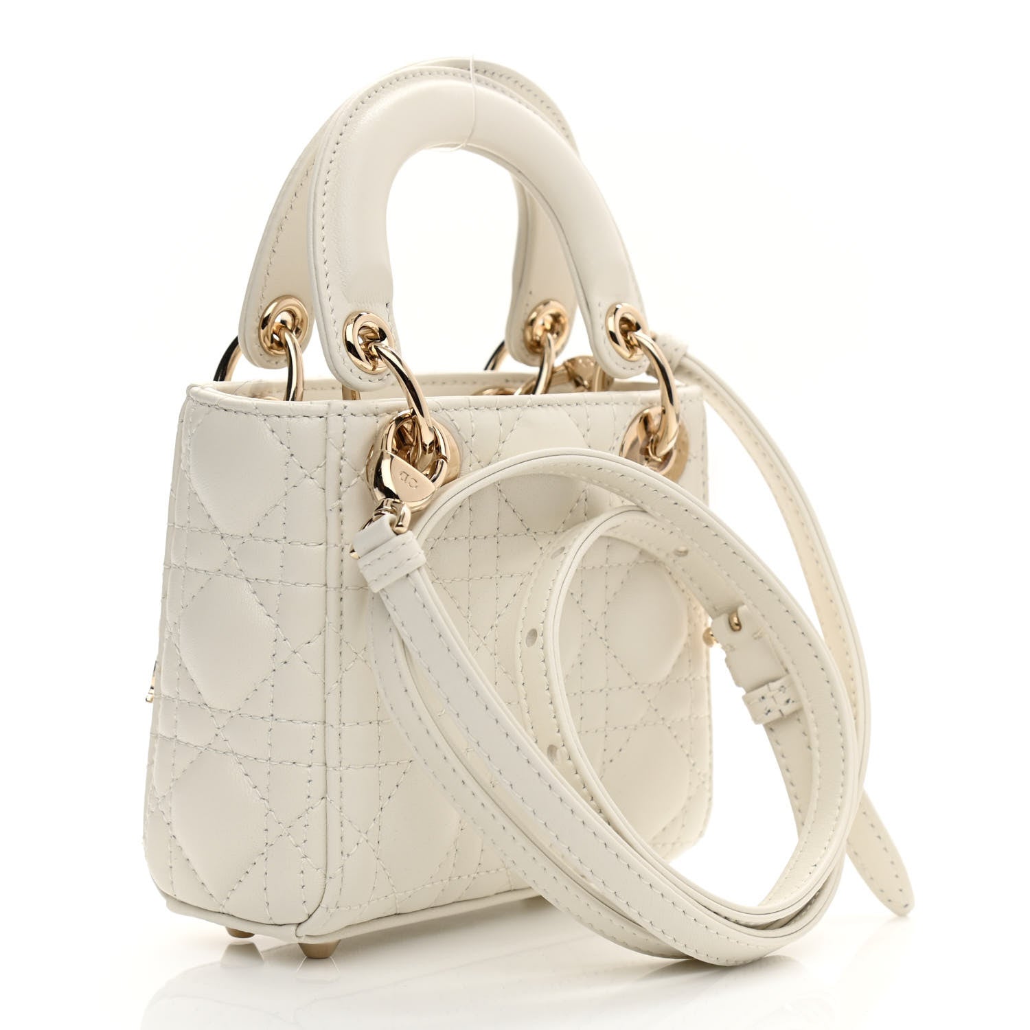 Christian Dior Lambskin Cannage Micro Lady Dior White 3 of 11