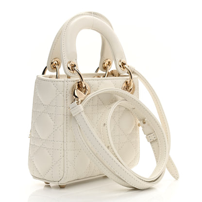 Christian Dior Lambskin Cannage Micro Lady Dior White 3 of 11