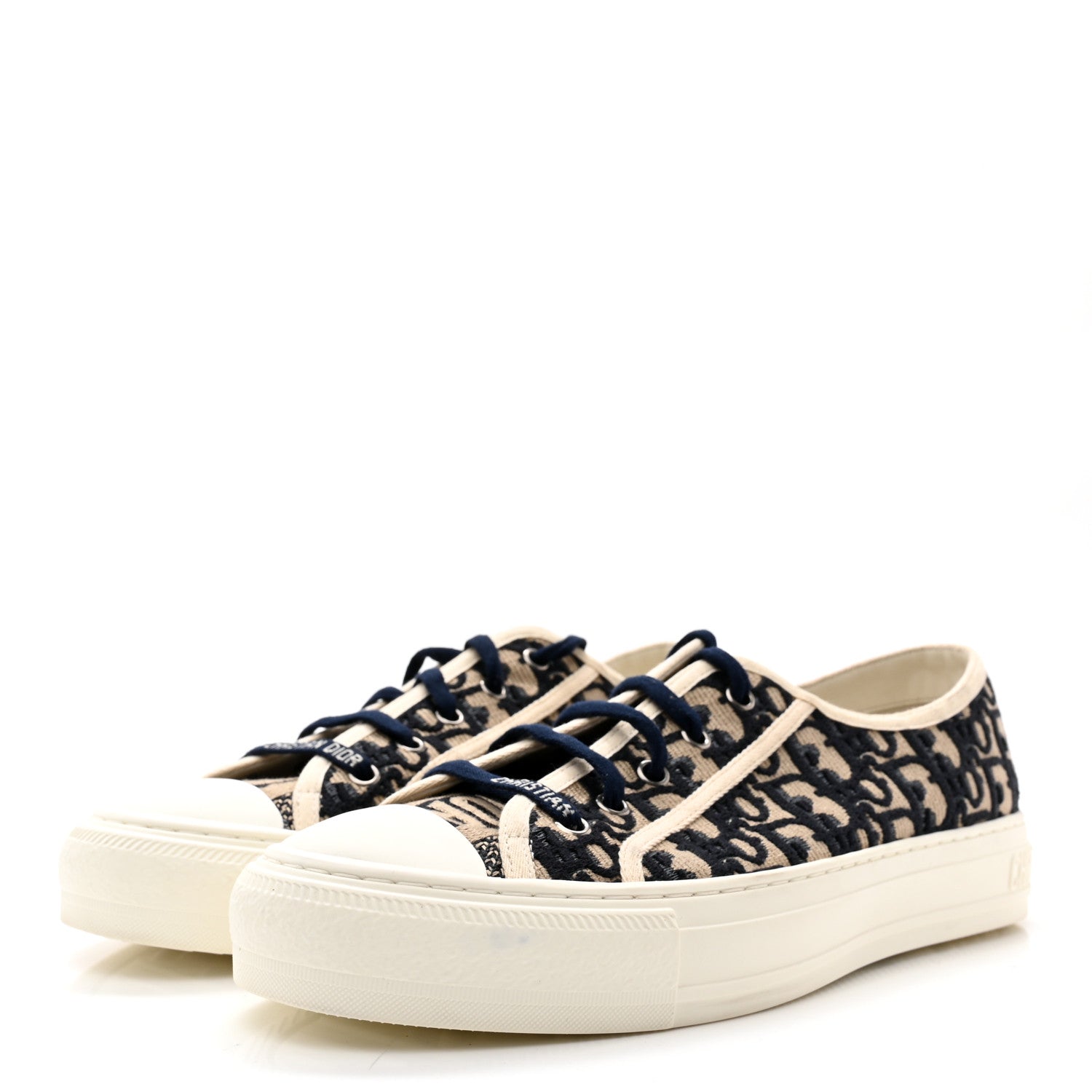 Christian Dior Canvas Oblique Walk'N'Dior Low Top Sneakers 41 Deep Blue 3 of 13