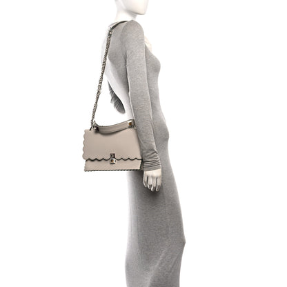 Fendi Vitello Liberty Scalloped Studded Kan I Shoulder Bag Grigio Polvere 2 of 10