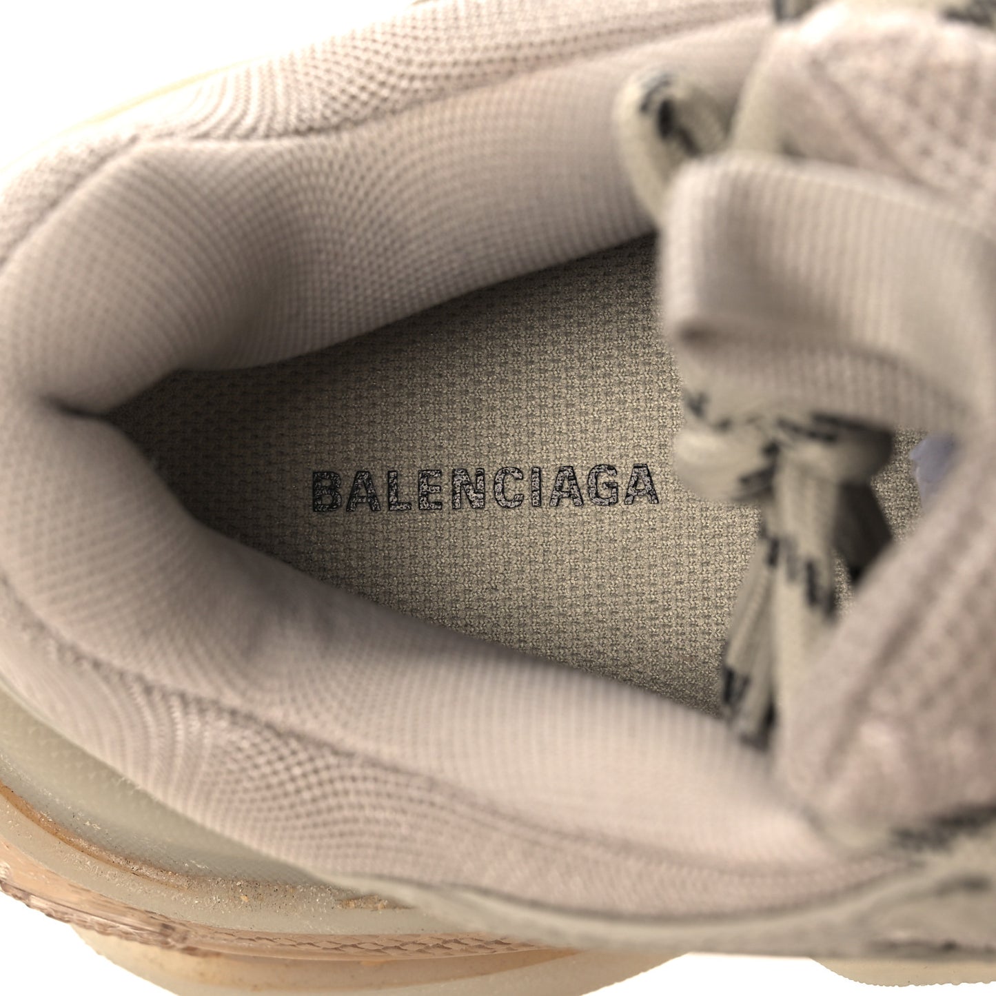 Fabric Mesh Clear Sole Womens Triple S Sneakers 38 Beige