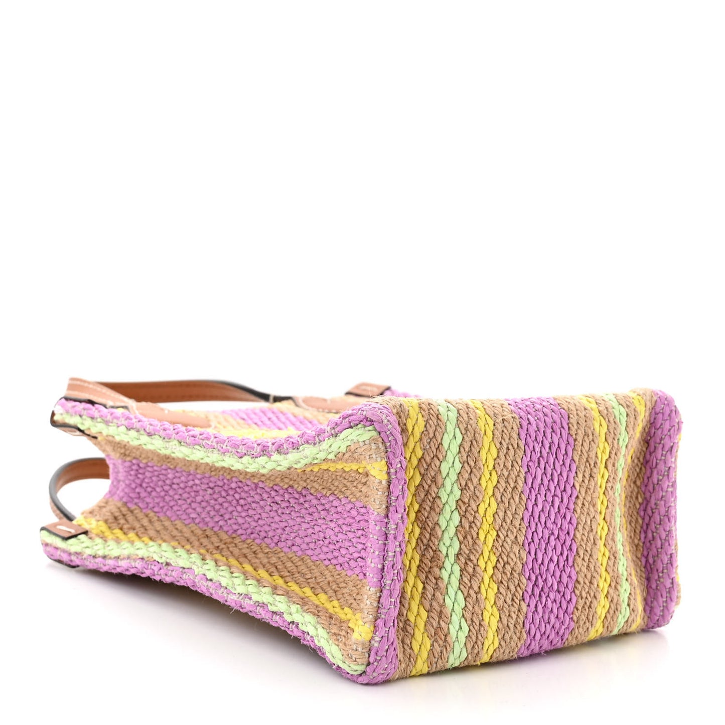 Calfskin Jute Logo Embroidered Super Mini Vertical Tote Multicolor