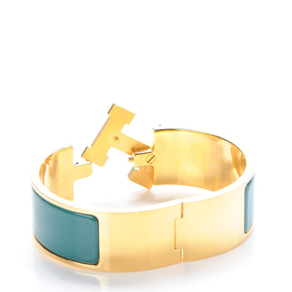 Hermes Enamel Wide Clic Clac H Bracelet PM Malachite 4 of 6