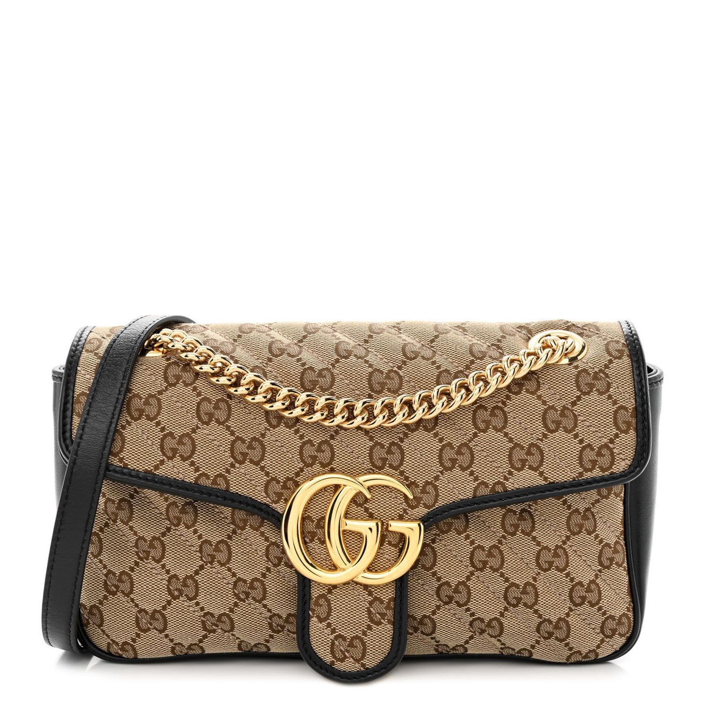Monogram Matelasse Diagonal Small GG Marmont Shoulder Bag Beige Black