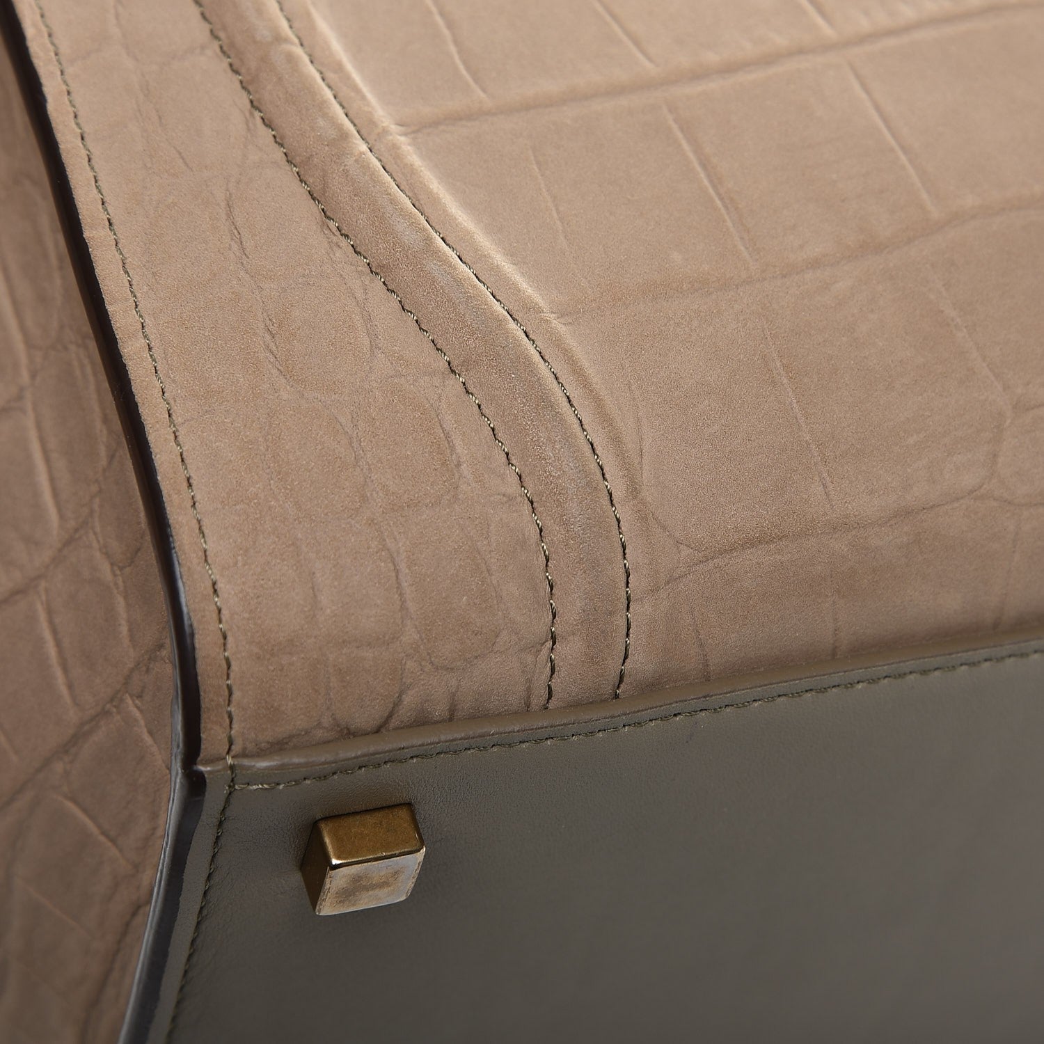 Celine Crocodile Embossed Nubuck Medium Phantom Luggage Beige 8 of 10