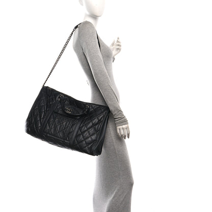 Chanel Calfskin Quilted Casual Riviera Bowling Bag Black 2 of 10