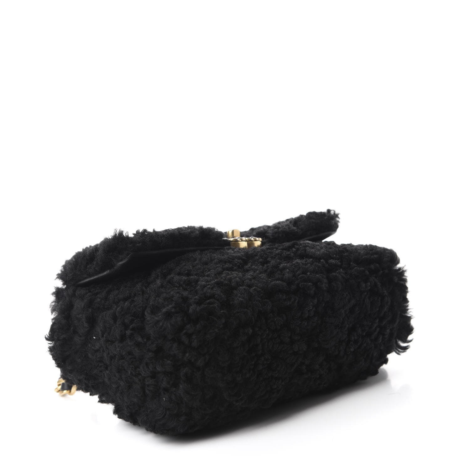 Chanel Shearling Sheepskin Medium 19 Flap Black 4 of 11
