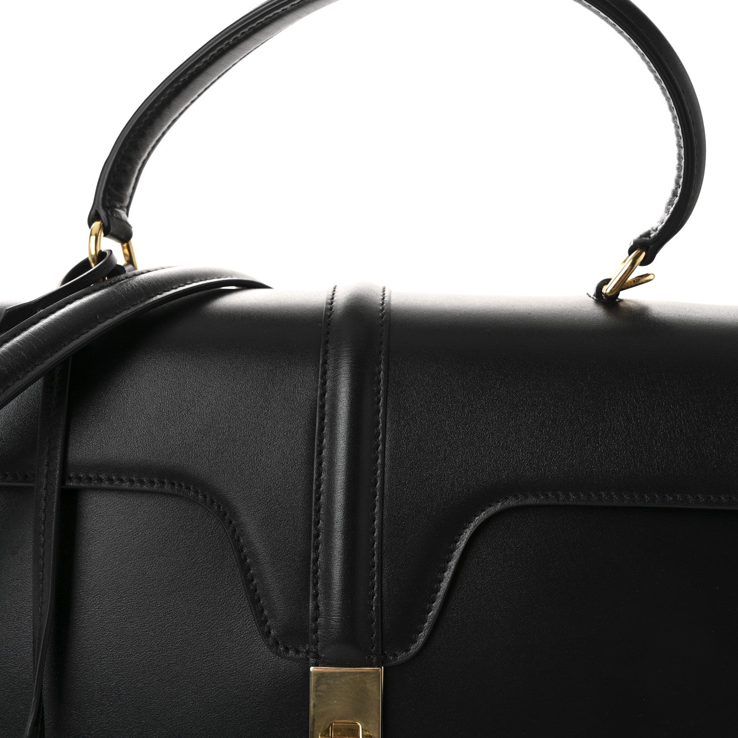 Celine Satinated Calfskin Medium 16 Top Handle Bag Black 9 of 11