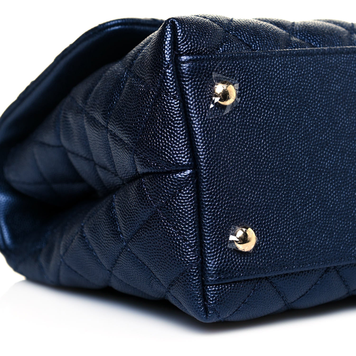 Chanel Iridescent Caviar Quilted Small Coco Handle Flap Dark Blue 8 of 10