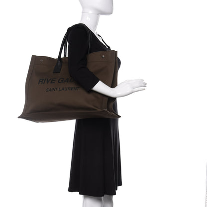 Saint Laurent Linen Calfskin Rive Gauche Tote Khaki 2 of 9