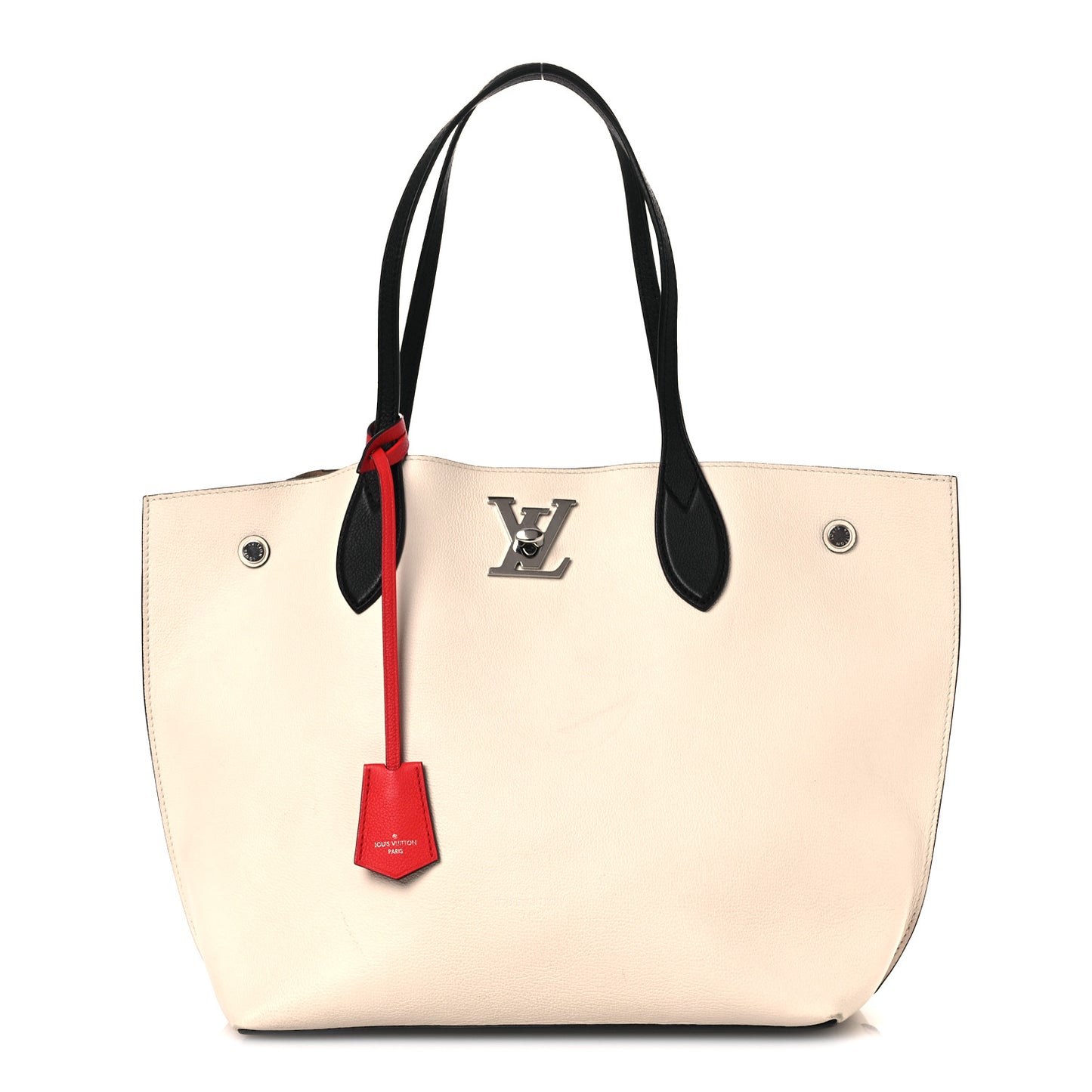 Calfskin Lockme Go Tote Kabuki Red Quartz Black