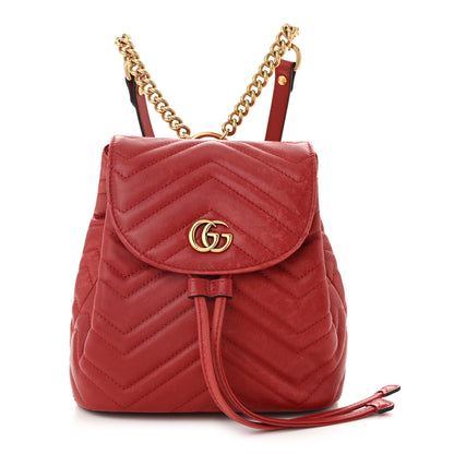 Gucci Calfskin Matelasse GG Marmont Flap Backpack Hibiscus Red 1 of 10