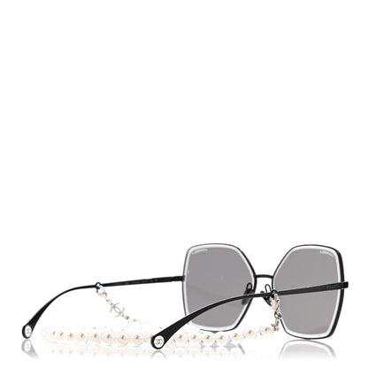 Chanel Metal Butterfly Removable Pearl Chain Sunglasses 4262 Black 4 of 8