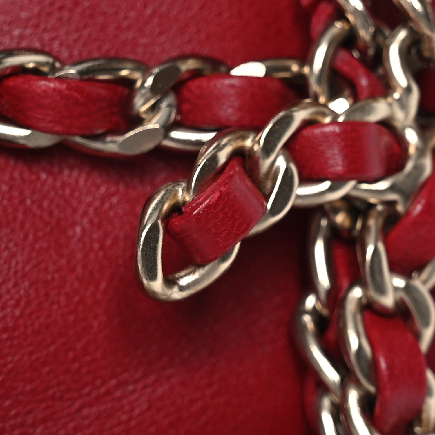 Chanel Lambskin Large Shopping Chain Tote Red 13 of 14