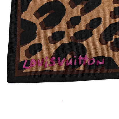 Louis Vuitton Silk Leopard Bandeau Scarf Marron 3 of 5