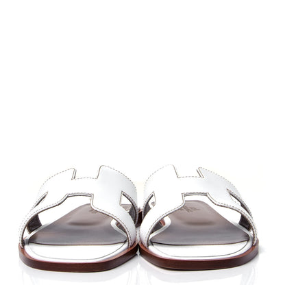 Hermes Box Calfskin Oran Sandals 38 White 2 of 6