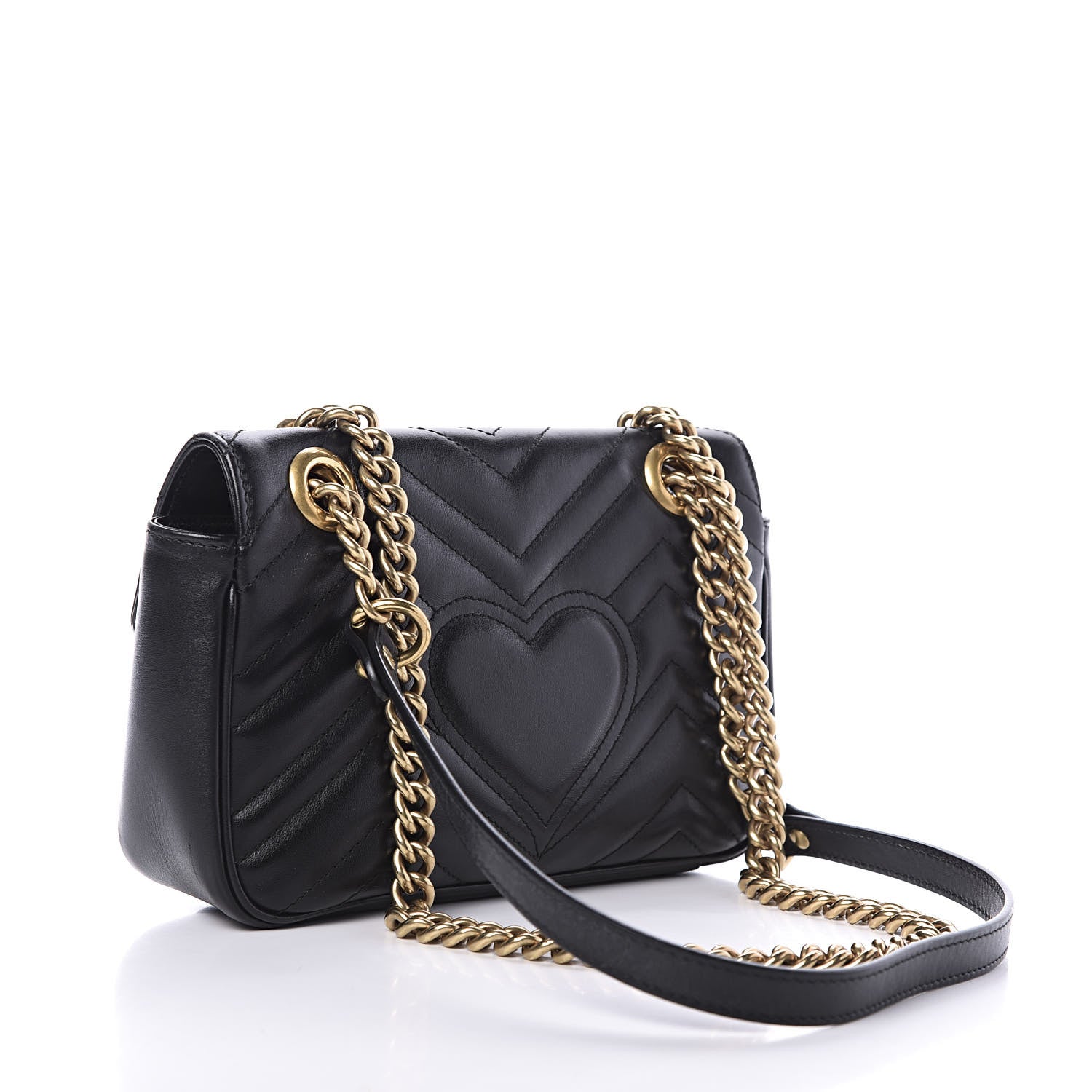 Gucci Calfskin Matelasse Mini GG Marmont Shoulder Bag Black 3 of 11