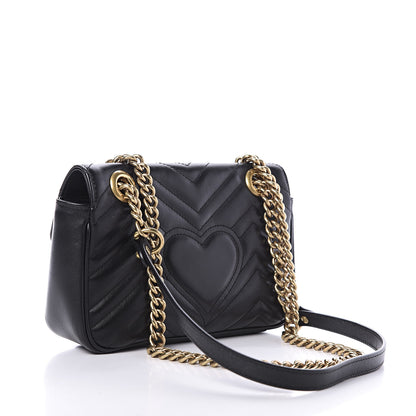 Gucci Calfskin Matelasse Mini GG Marmont Shoulder Bag Black 3 of 11