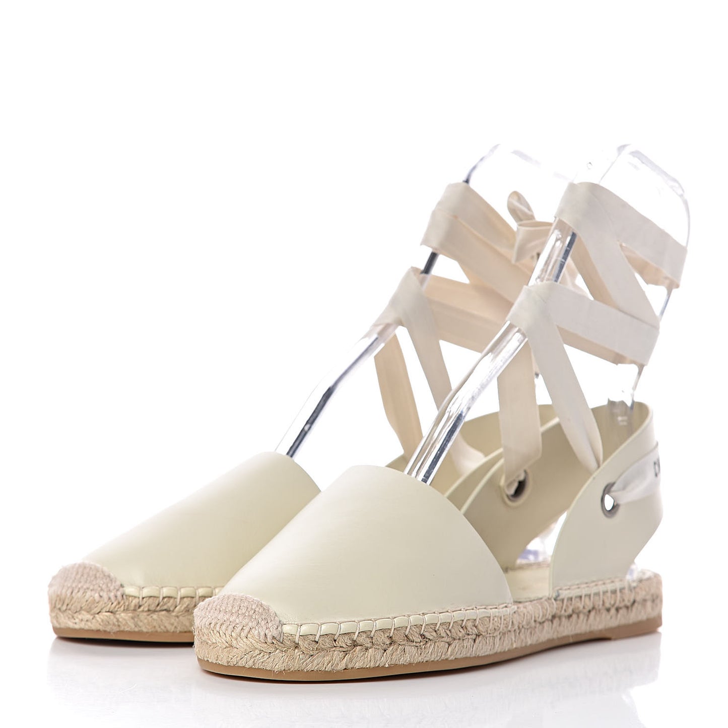 Calfskin Nicely-D Ankle Tie Espadrilles Flats 40.5 Off White