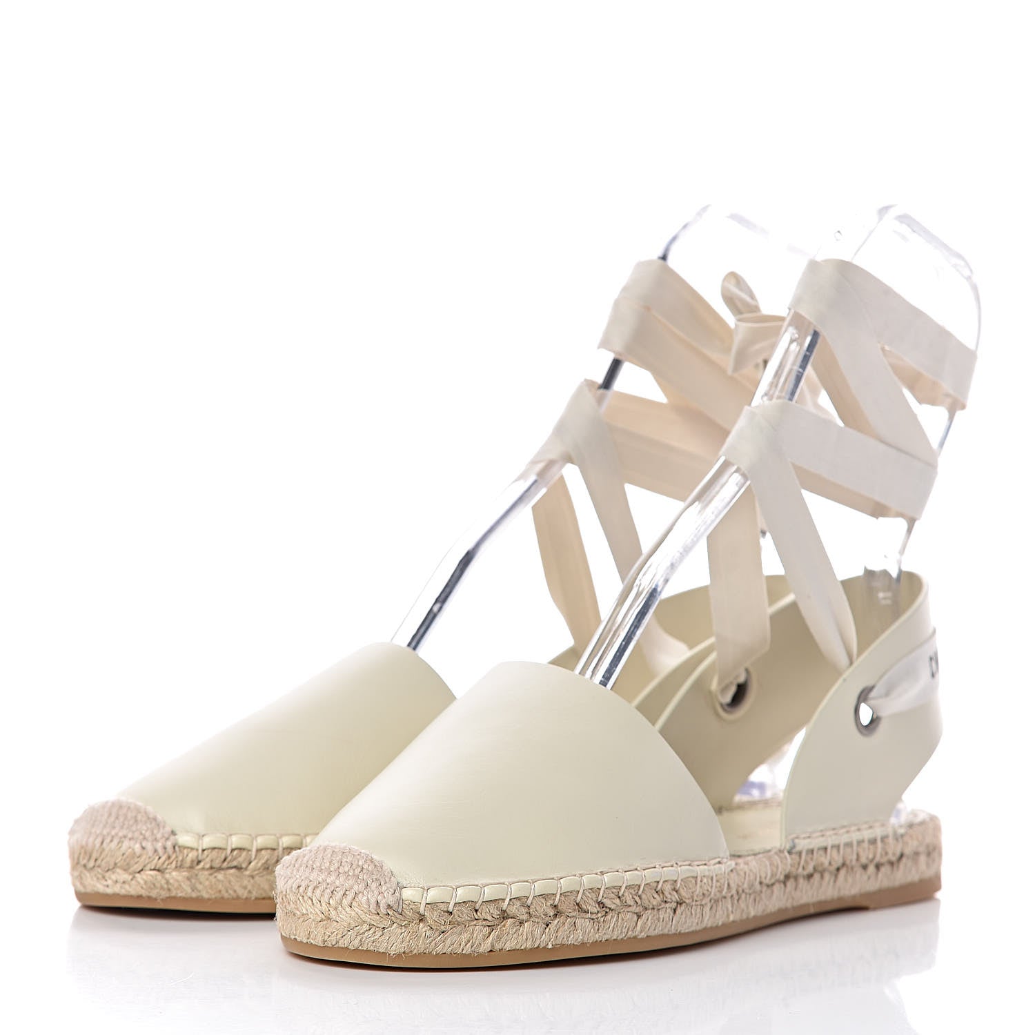 Christian Dior Calfskin Nicely-D Ankle Tie Espadrilles Flats 40.5 Off White 3 of 8
