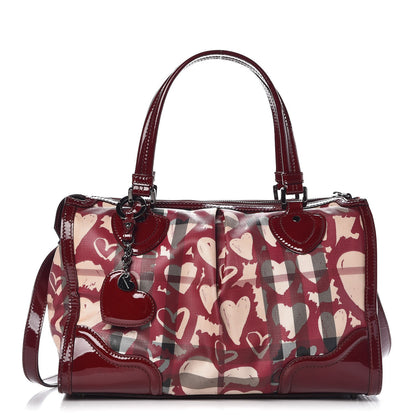 Burberry Nova Check Heart Print Pilgrim Satchel Berry 1 of 11