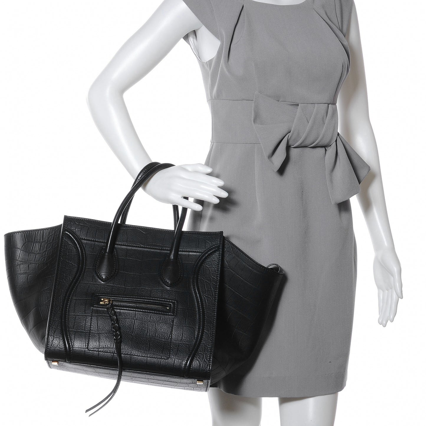 Crocodile Embossed Small Phantom Luggage Black